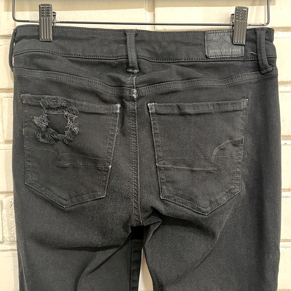 American Eagle Outfitters Black Ne(x)t Level Stretch Distressed Jeans Blown Knee - Picture 11 of 12